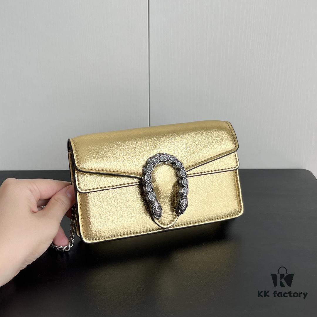 69308c7e6e68136f4d9a9141 Gucci Dionysus Mini 16.5 Leather Bag - Model 476432 Gold Trim, Size 16.5x10x4.5cm