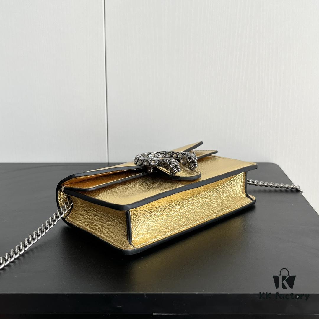 69308c7f6e68136f4d9a9142 Gucci Dionysus Mini 16.5 Leather Bag - Model 476432 Gold Trim, Size 16.5x10x4.5cm
