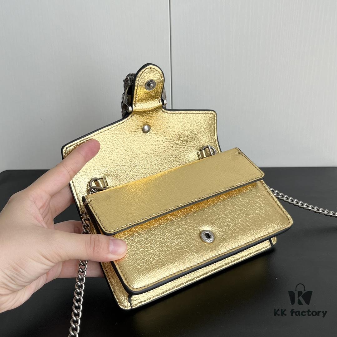 69308c7f6e68136f4d9a9144 Gucci Dionysus Mini 16.5 Leather Bag - Model 476432 Gold Trim, Size 16.5x10x4.5cm