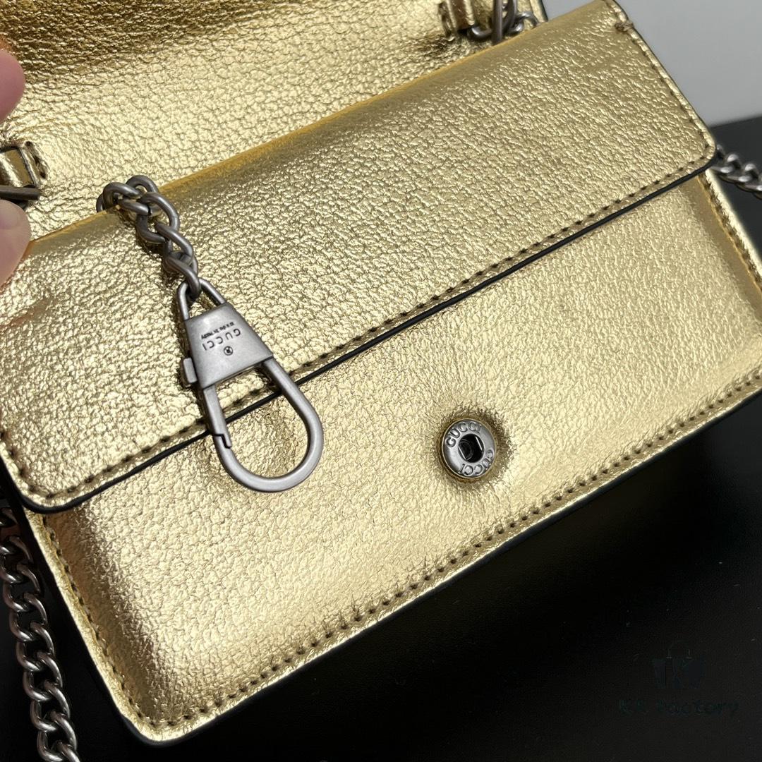 69308c806e68136f4d9a9146 Gucci Dionysus Mini 16.5 Leather Bag - Model 476432 Gold Trim, Size 16.5x10x4.5cm