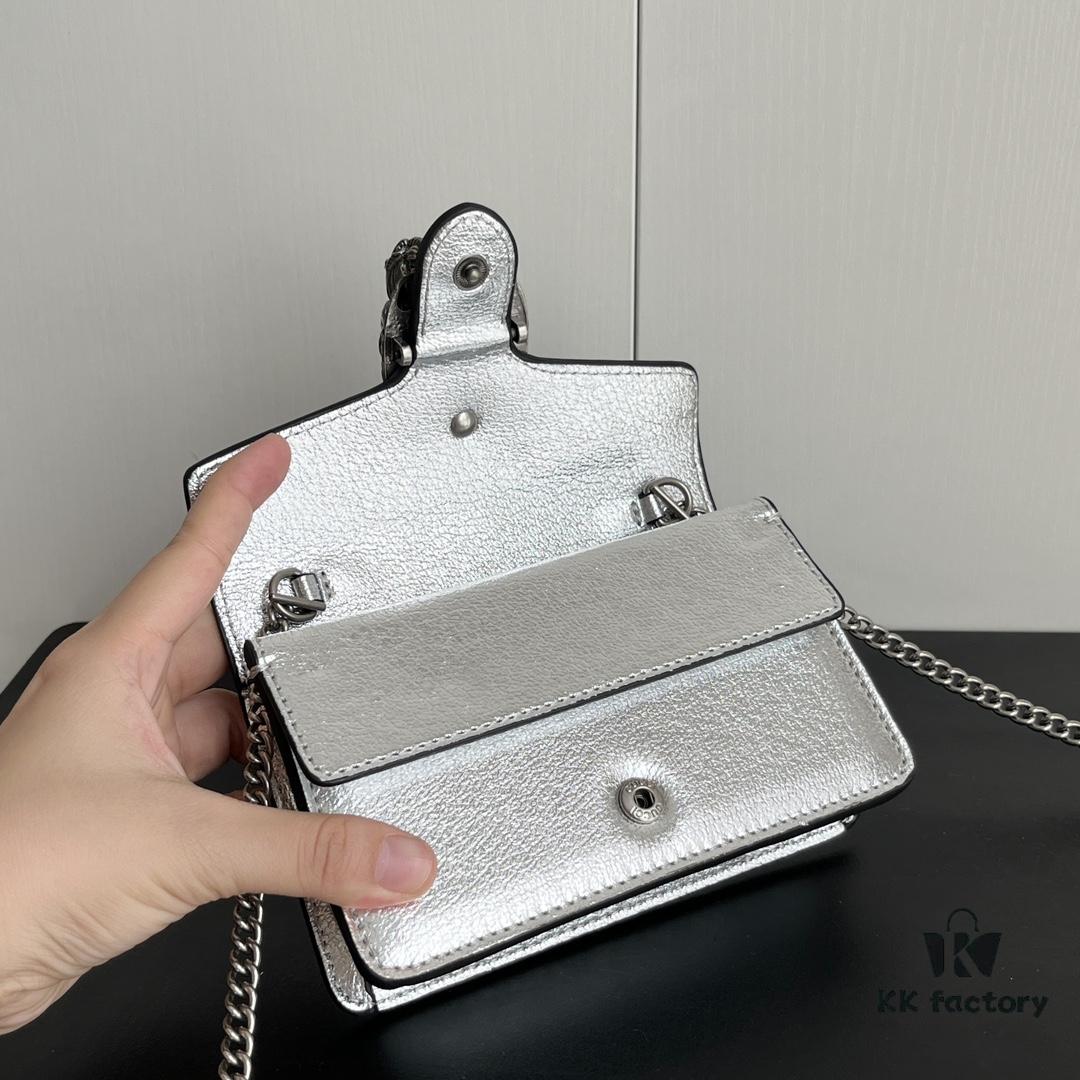 69308c846e68136f4d9a914d Gucci Dionysus Mini 16.5 Real Photo - Silver Leather