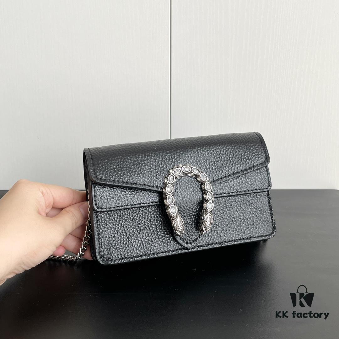69308c936e68136f4d9a916c Authentic Gucci Dionysus Mini 16.5 Leather Bag Model 476432 Black - Box Included