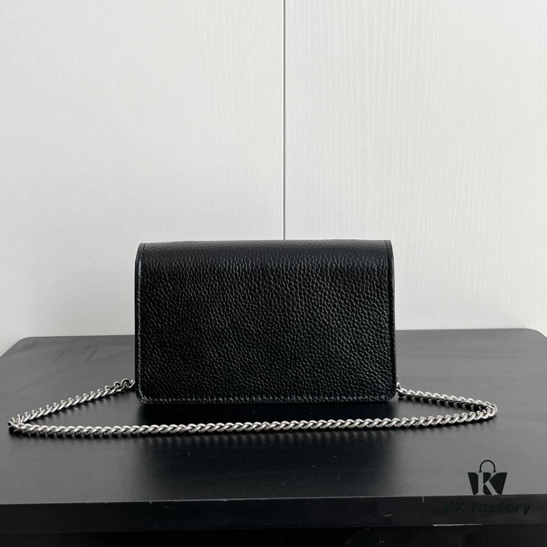 69308c936e68136f4d9a916e Authentic Gucci Dionysus Mini 16.5 Leather Bag Model 476432 Black - Box Included
