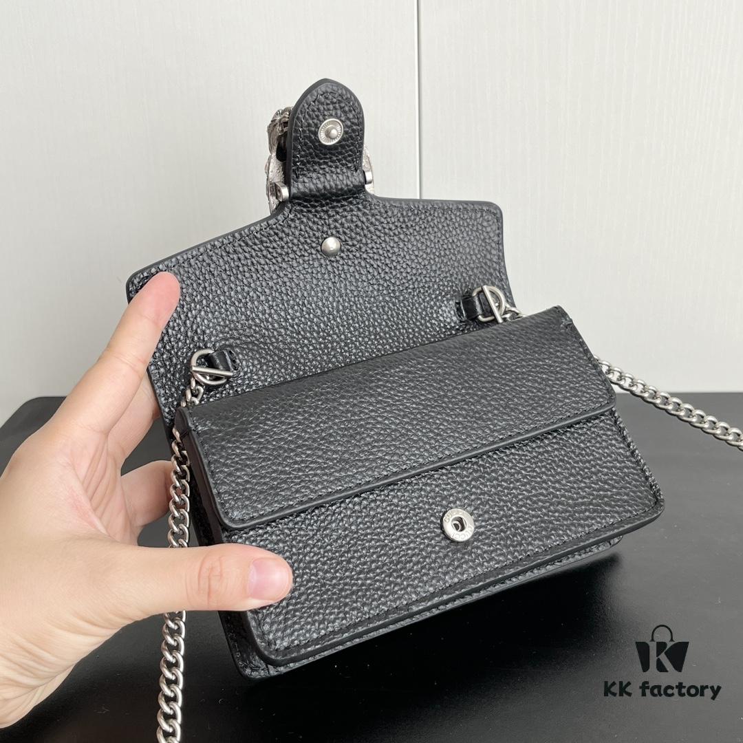 69308c956e68136f4d9a916f Authentic Gucci Dionysus Mini 16.5 Leather Bag Model 476432 Black - Box Included