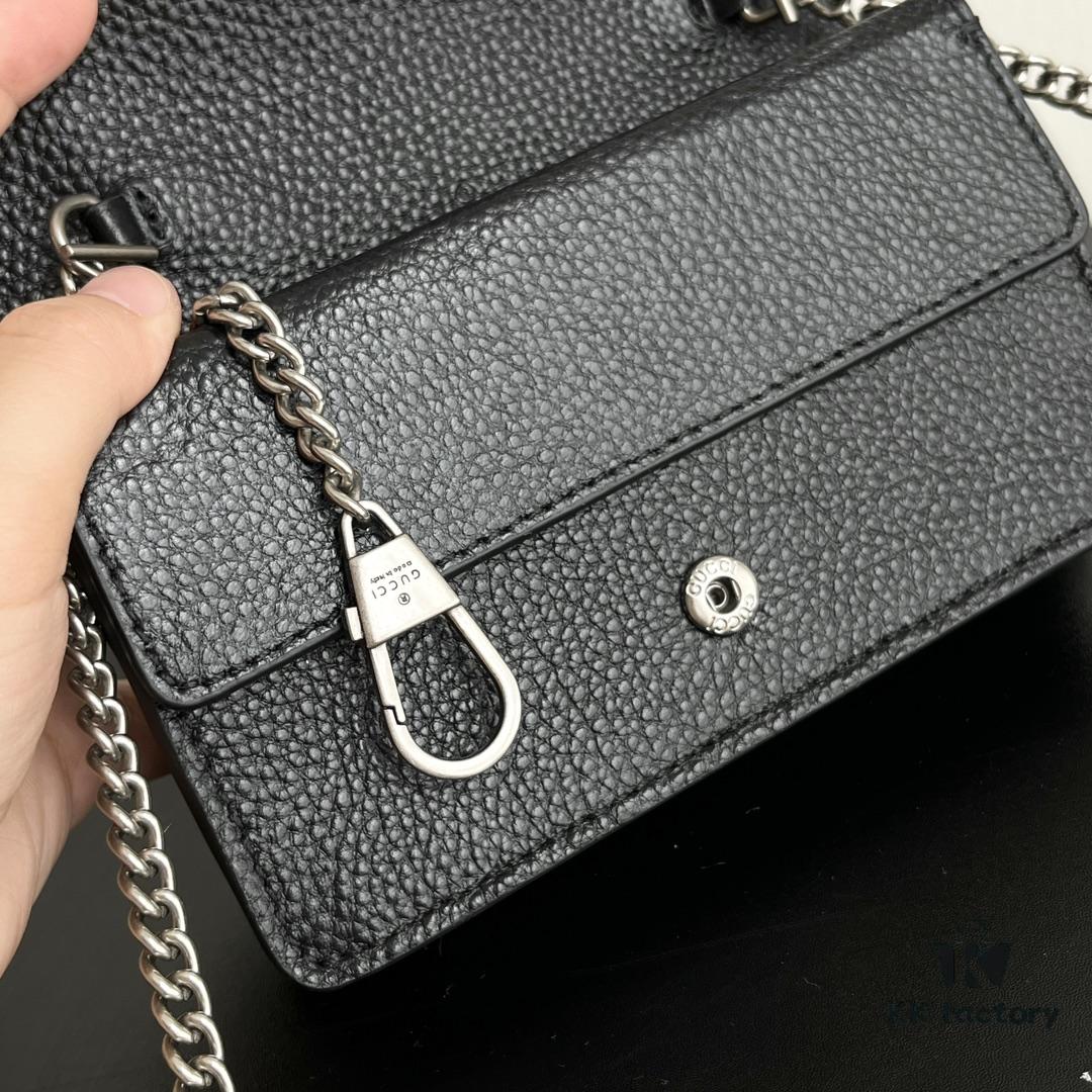 69308c956e68136f4d9a9171 Authentic Gucci Dionysus Mini 16.5 Leather Bag Model 476432 Black - Box Included