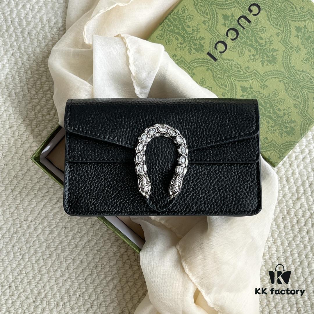 69308c966e68136f4d9a9172 Authentic Gucci Dionysus Mini 16.5 Leather Bag Model 476432 Black - Box Included