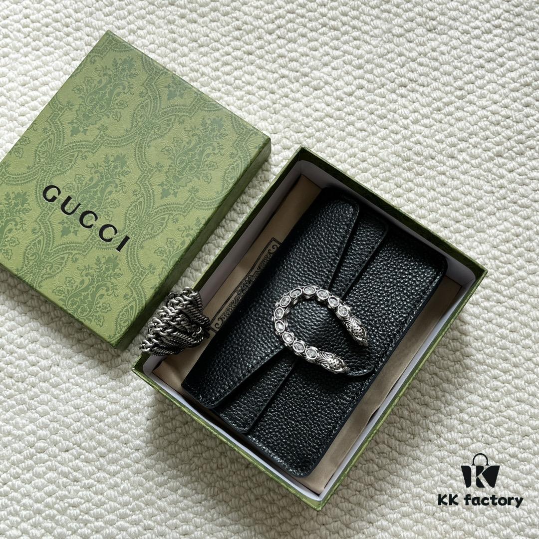 69308c976e68136f4d9a9175 Authentic Gucci Dionysus Mini 16.5 Leather Bag Model 476432 Black - Box Included