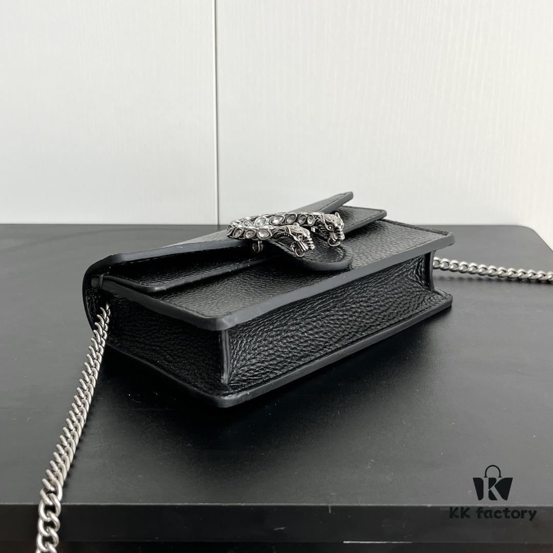 69308c9a6e68136f4d9a9179 Authentic Gucci Dionysus Mini 16.5 Leather Bag Model 476432 Black - Box Included