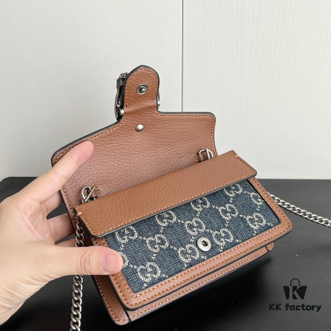 69308c9c6e68136f4d9a9182 Gucci Dionysus Mini 16.5 Blue Denim Real Photo # with Box