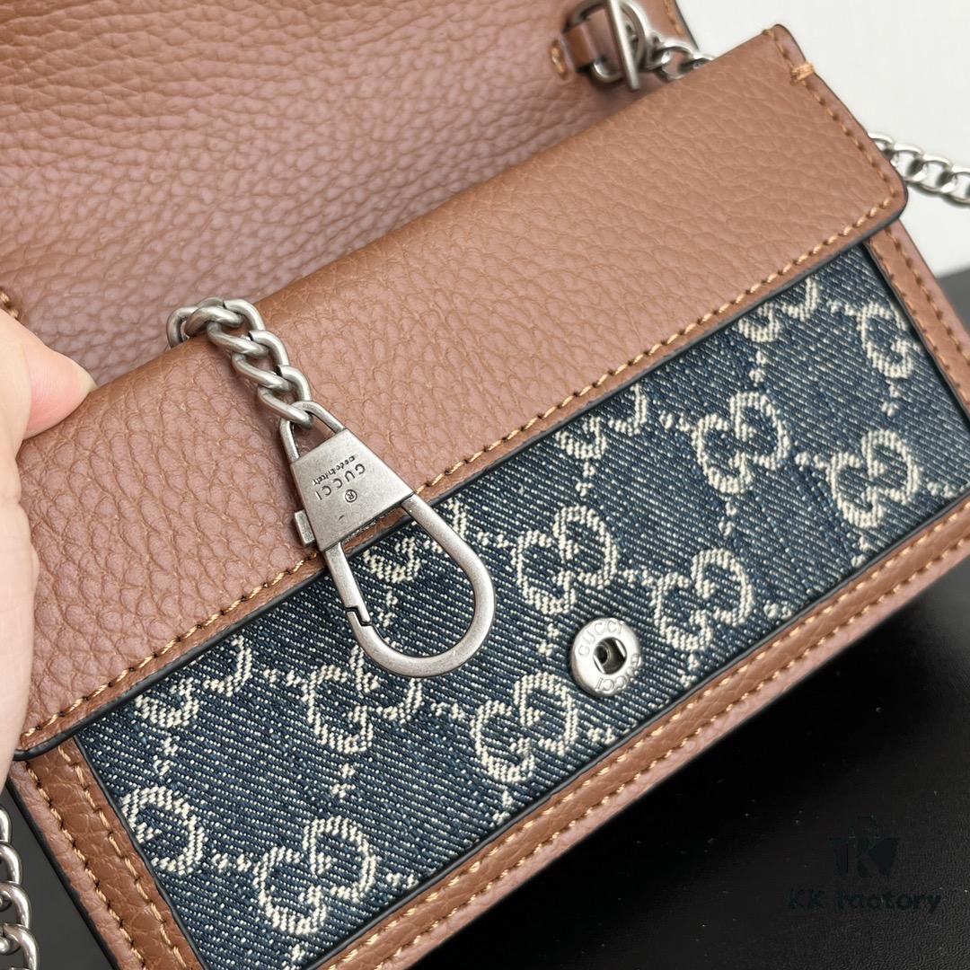 69308c9d6e68136f4d9a9183 Gucci Dionysus Mini 16.5 Blue Denim Real Photo # with Box