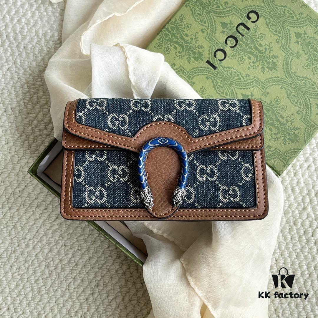 69308c9f6e68136f4d9a9185 Gucci Dionysus Mini 16.5 Blue Denim Real Photo # with Box