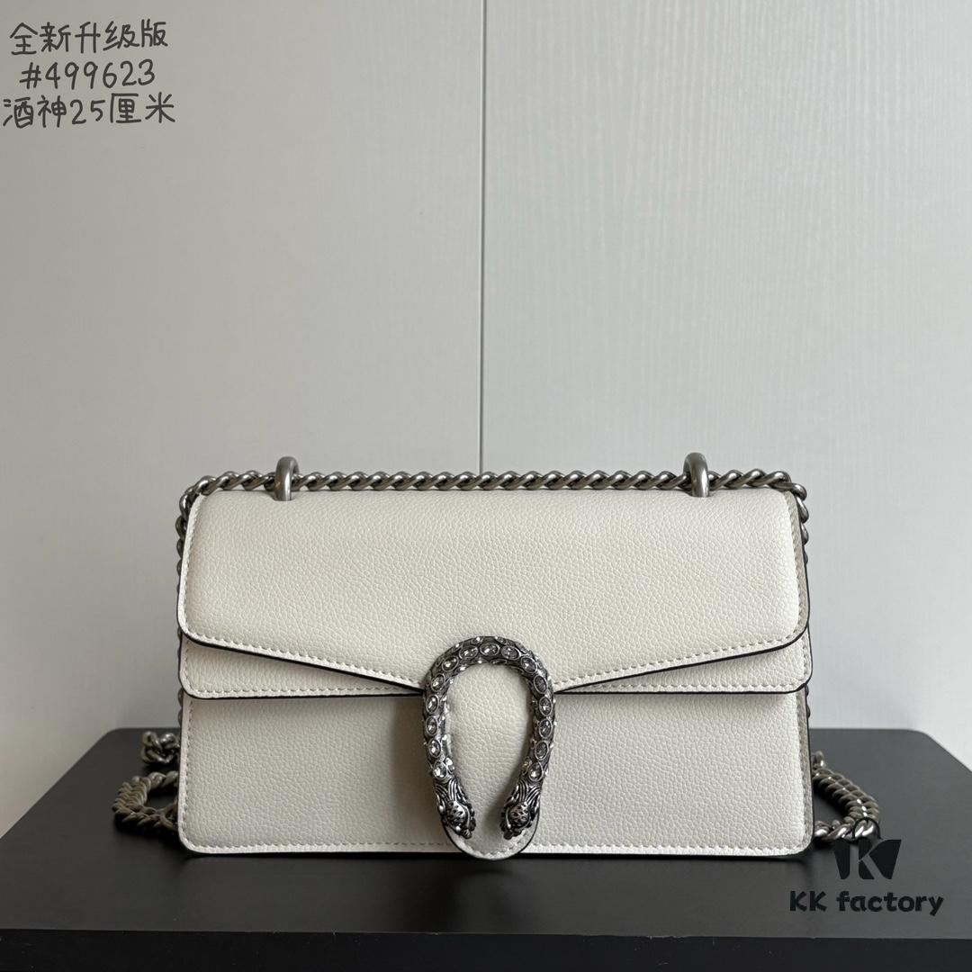 69308ccc6e68136f4d9a91df Gucci Dionysus Diamond Buckle Bag - Upgraded Version Model 499623 White Leather