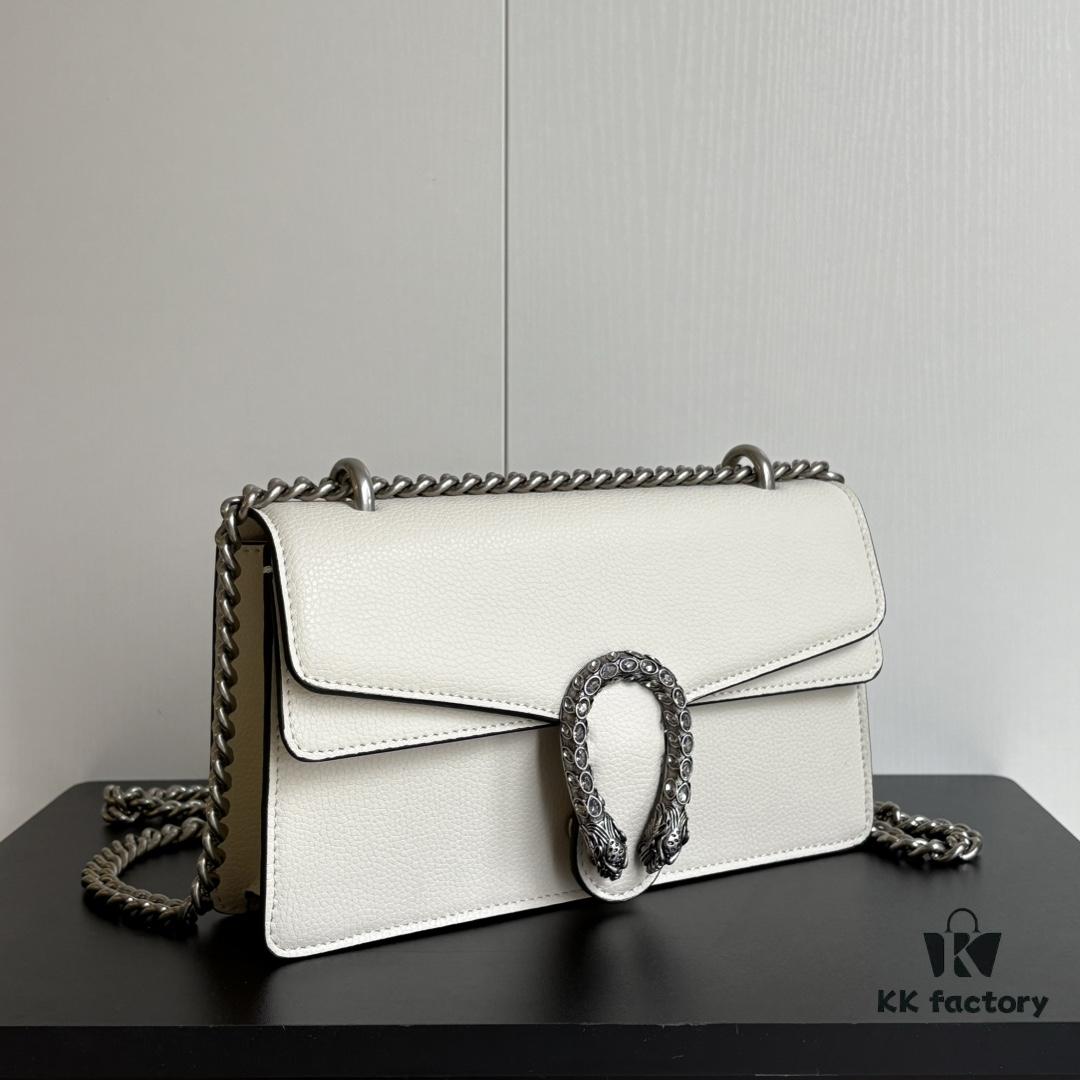 69308ccc6e68136f4d9a91e0 Gucci Dionysus Diamond Buckle Bag - Upgraded Version Model 499623 White Leather