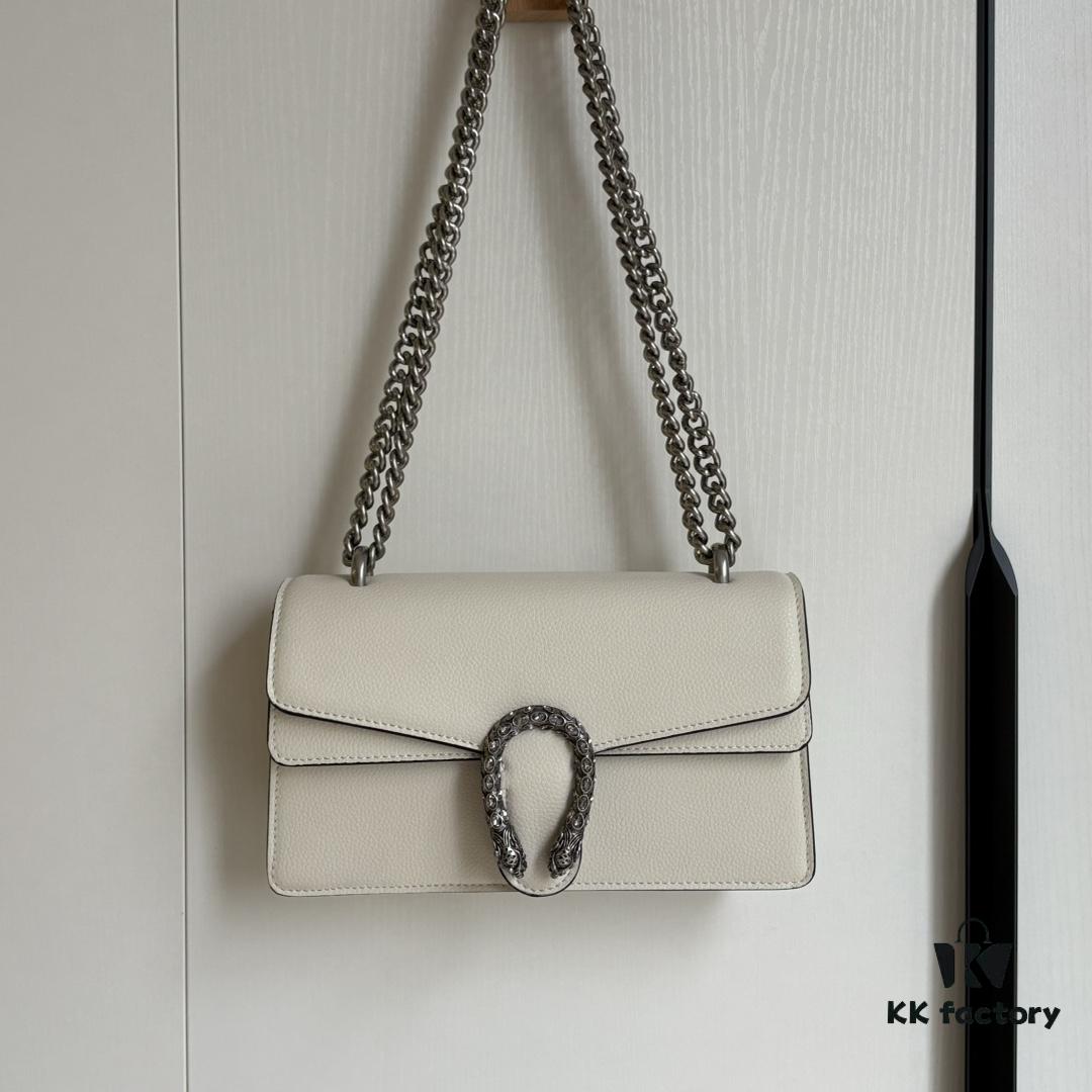69308ccf6e68136f4d9a91e6 Gucci Dionysus Diamond Buckle Bag - Upgraded Version Model 499623 White Leather