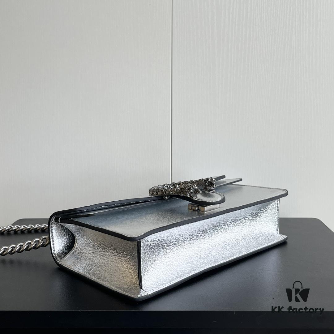 69308cde6e68136f4d9a9207 Gucci Dionysus Diamond Buckle Bag Silver 499623