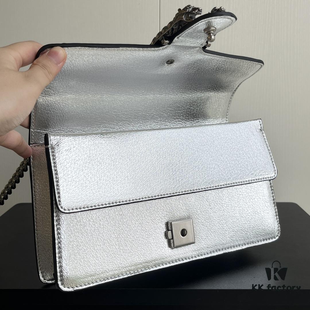 69308cde6e68136f4d9a9208 Gucci Dionysus Diamond Buckle Bag Silver 499623
