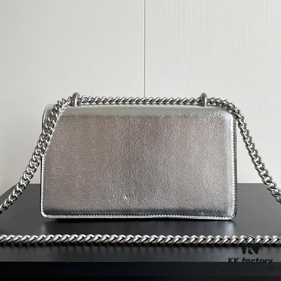 69308ce06e68136f4d9a920c Gucci Dionysus Diamond Buckle Bag Silver 499623
