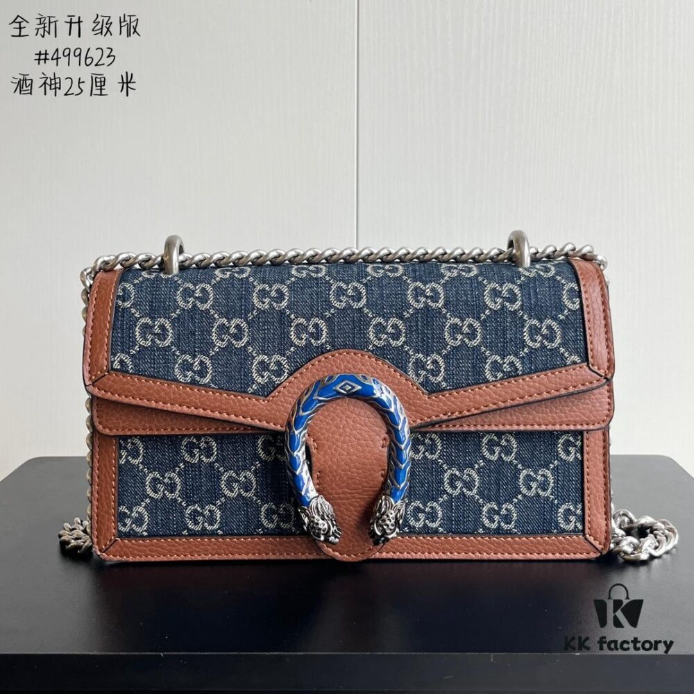 69308ced6e68136f4d9a9229 Upgraded Version Genuine GUCCI Dionysus Blue Denim Bag with Tiger Head Diamond Clasp