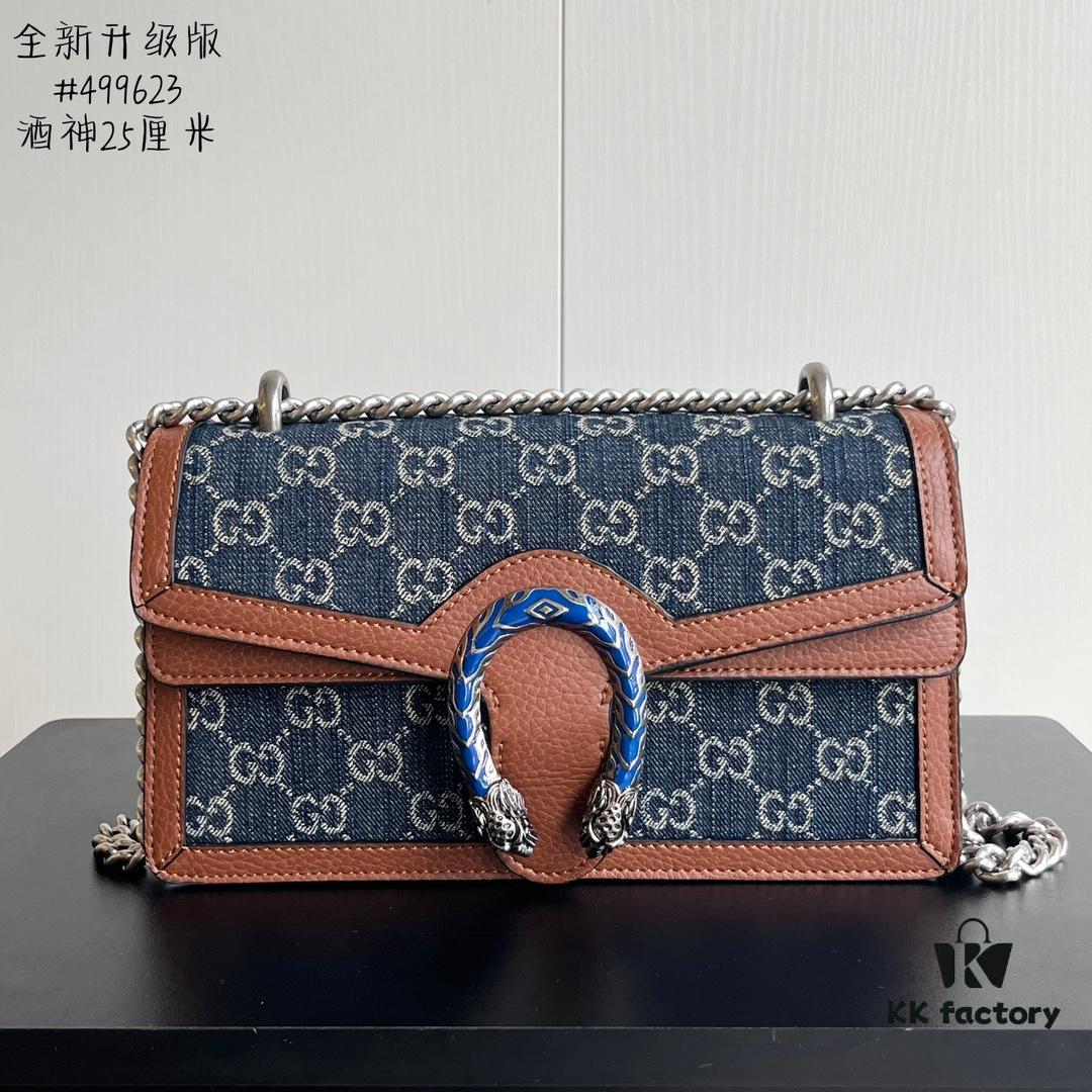 69308ced6e68136f4d9a9229 Upgraded Version Genuine GUCCI Dionysus Blue Denim Bag with Tiger Head Diamond Clasp