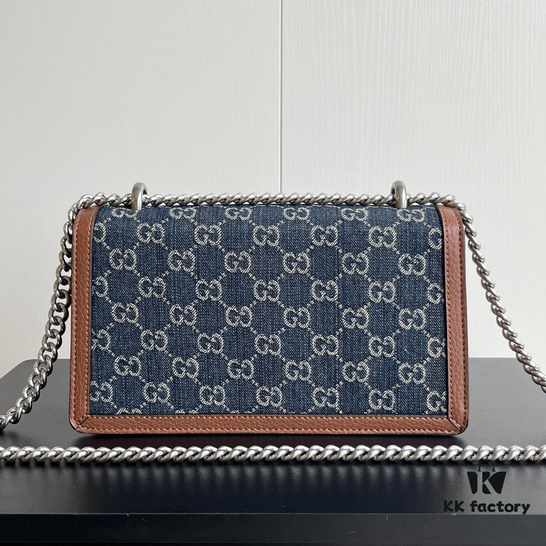 69308cee6e68136f4d9a922b Upgraded Version Genuine GUCCI Dionysus Blue Denim Bag with Tiger Head Diamond Clasp