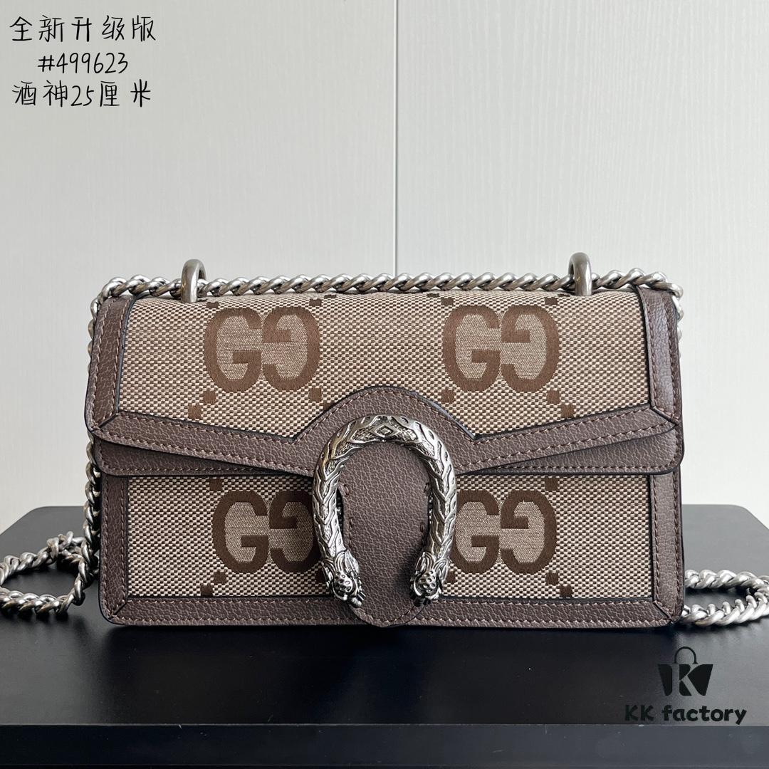 69308cf16e68136f4d9a9231 Gucci Dionysus Diamond Buckle Bag in Apricot Canvas - Upgraded Version