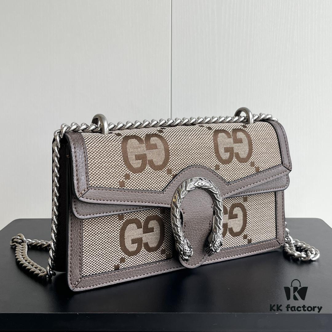 69308cf36e68136f4d9a9235 Gucci Dionysus Diamond Buckle Bag in Apricot Canvas - Upgraded Version