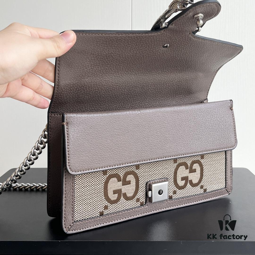 69308cf36e68136f4d9a9236 Gucci Dionysus Diamond Buckle Bag in Apricot Canvas - Upgraded Version