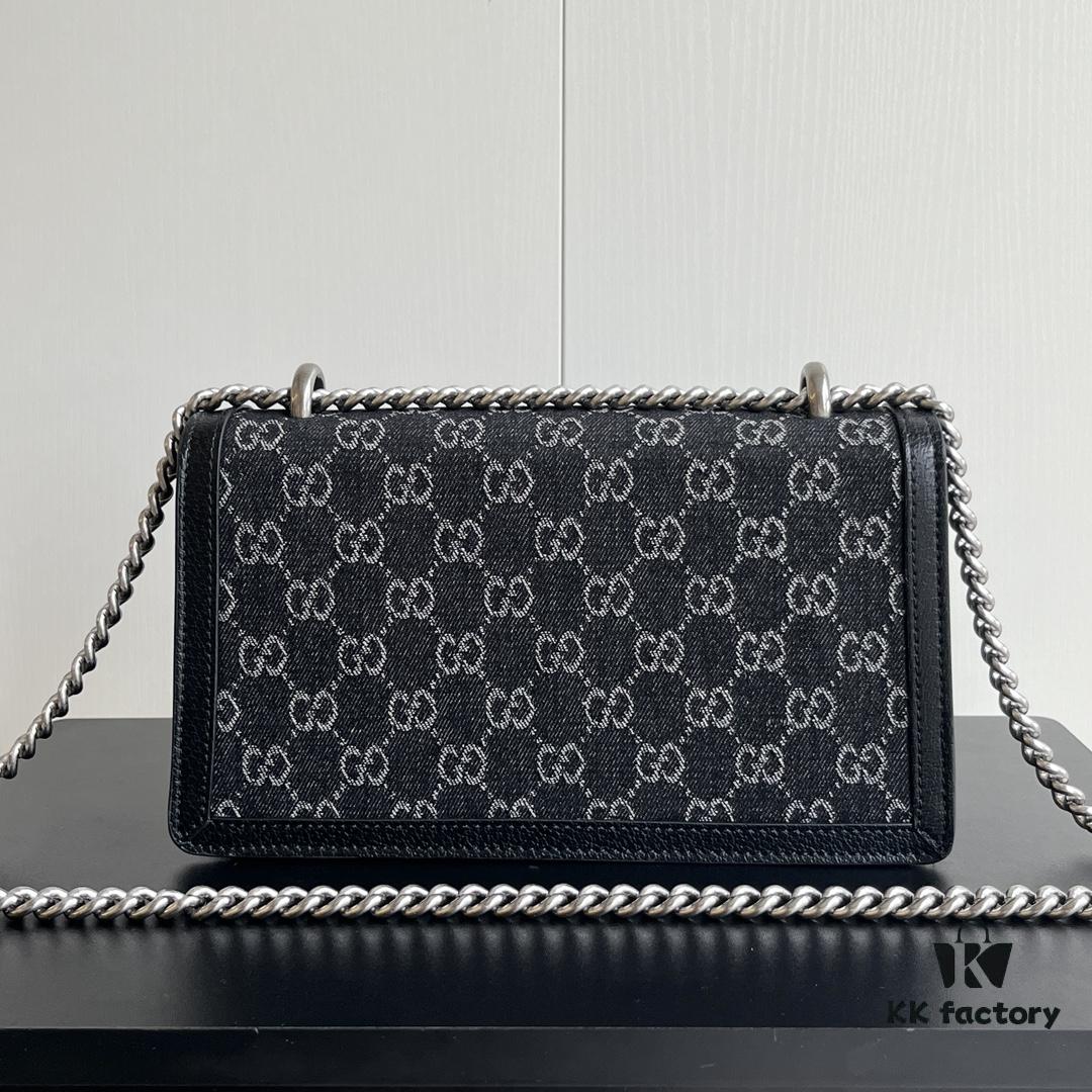 69308cf76e68136f4d9a923d Upgraded Genuine Gucci Dionysus Horsehead Diamond Buckle Bag - Black Denim Model 499623
