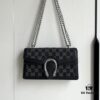 69308cf96e68136f4d9a9241 Upgraded Genuine Gucci Dionysus Horsehead Diamond Buckle Bag - Black Denim Model 499623