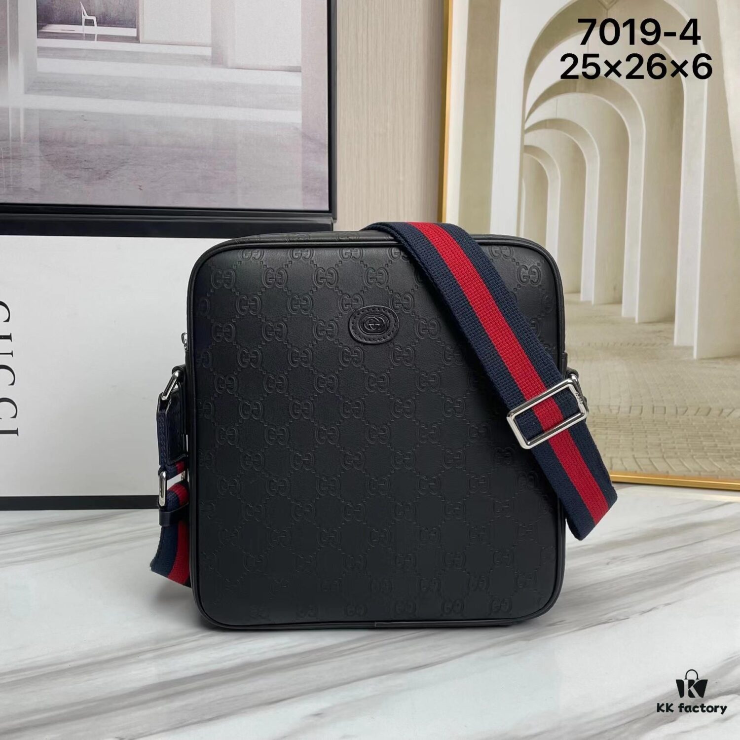 69308d1a6e68136f4d9a9281 Crossbody Bag Model 7019-4# Black Full-Grain High-End Cowhide #Top-Quality Original Design Gucci GUCCI Cabinet Popular Style