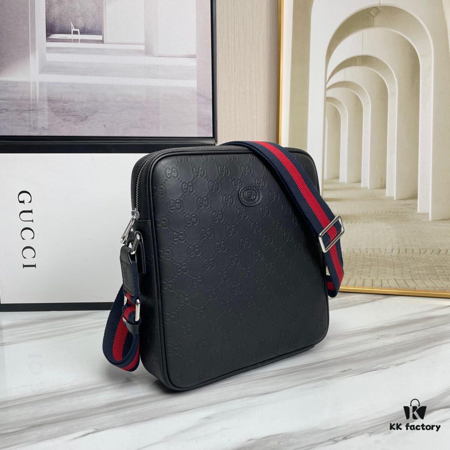 69308d1b6e68136f4d9a9283 Crossbody Bag Model 7019-4# Black Full-Grain High-End Cowhide #Top-Quality Original Design Gucci GUCCI Cabinet Popular Style