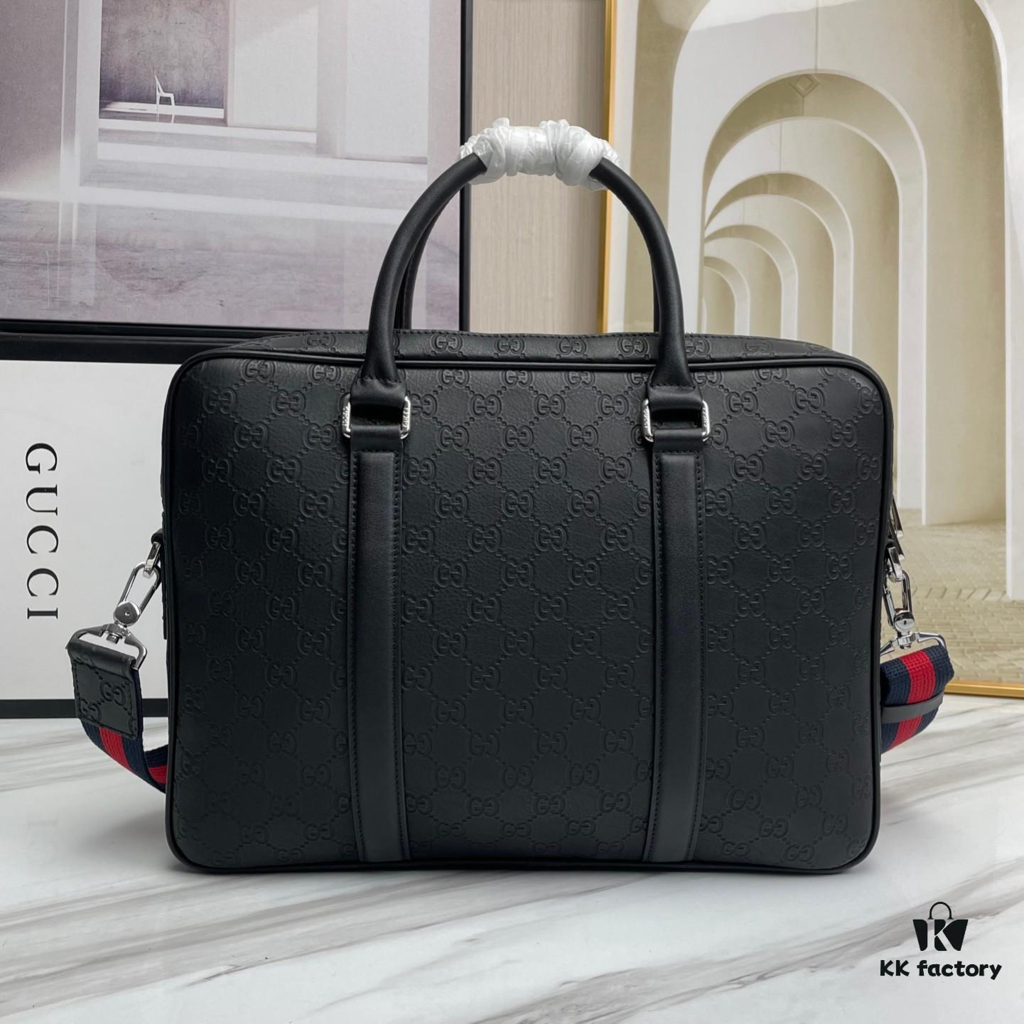 69308d206e68136f4d9a928b Briefcase Model 7019-1# Black Full-Grain High-End Cowhide Leather - Top-Quality Original GUCCI Counter Style, Elegant and Fashionable