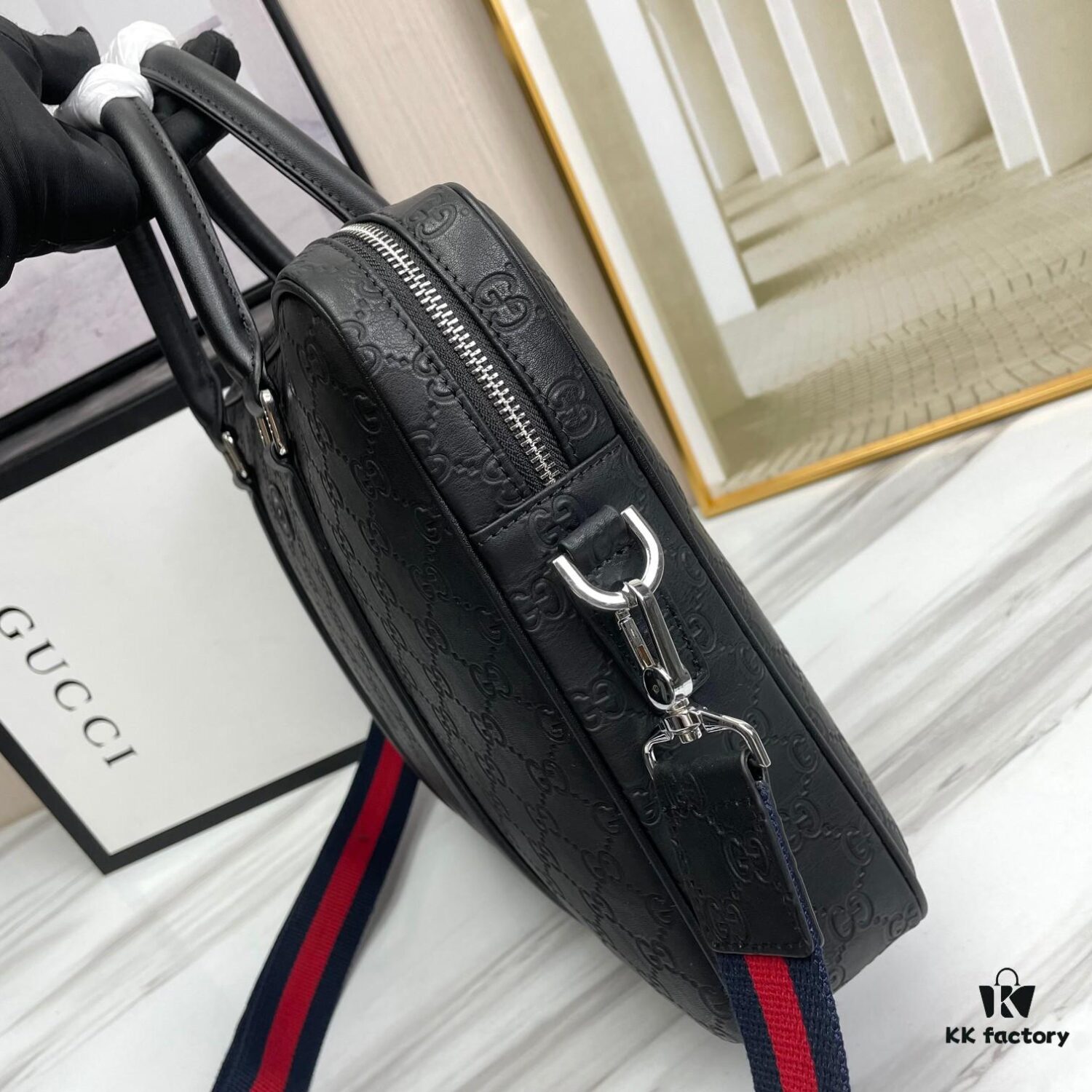 69308d216e68136f4d9a928f Briefcase Model 7019-1# Black Full-Grain High-End Cowhide Leather - Top-Quality Original GUCCI Counter Style, Elegant and Fashionable