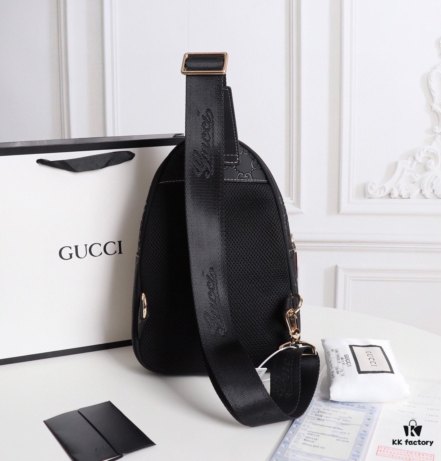 Model No.: 6018#BLACK (Original Order) [Imported Hardware 🐊 Hand 👋 Wrist Clasp 🔒] GUCCI Men's Clutch Bag, Counter Original, High-End Imported Full-Grain Cowhide, Same as Store Version