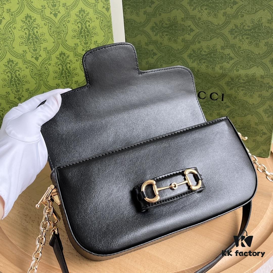 69308d3a6e68136f4d9a92bc Gucci Horsebit 1955 Baguette Bag Real Shot Style No. 735178 Black Leather