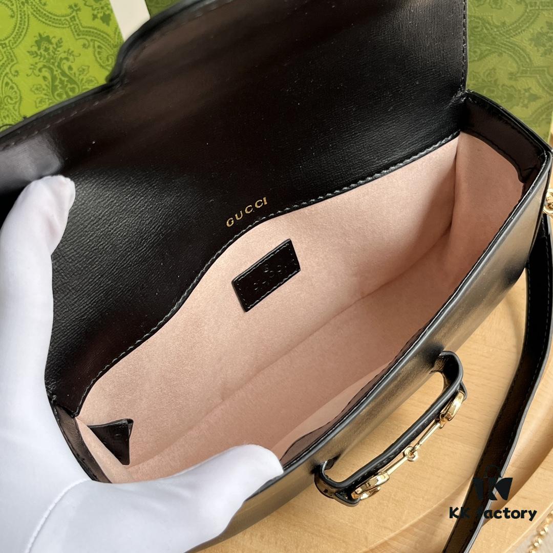 69308d3a6e68136f4d9a92bd Gucci Horsebit 1955 Baguette Bag Real Shot Style No. 735178 Black Leather