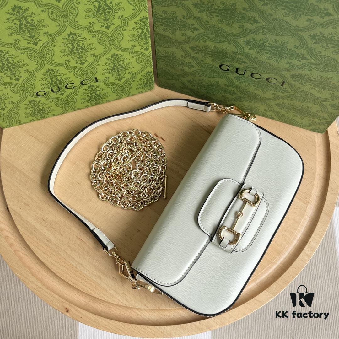 69308d426e68136f4d9a92ca Gucci Horsebit 1955 Baguette, Model No. 735178 White Leather, Dimensions: 24 x 13.5 x 7.5 cm