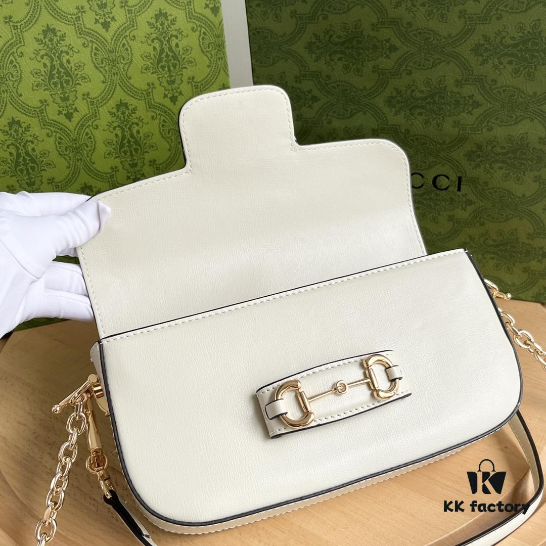 69308d426e68136f4d9a92cb Gucci Horsebit 1955 Baguette, Model No. 735178 White Leather, Dimensions: 24 x 13.5 x 7.5 cm