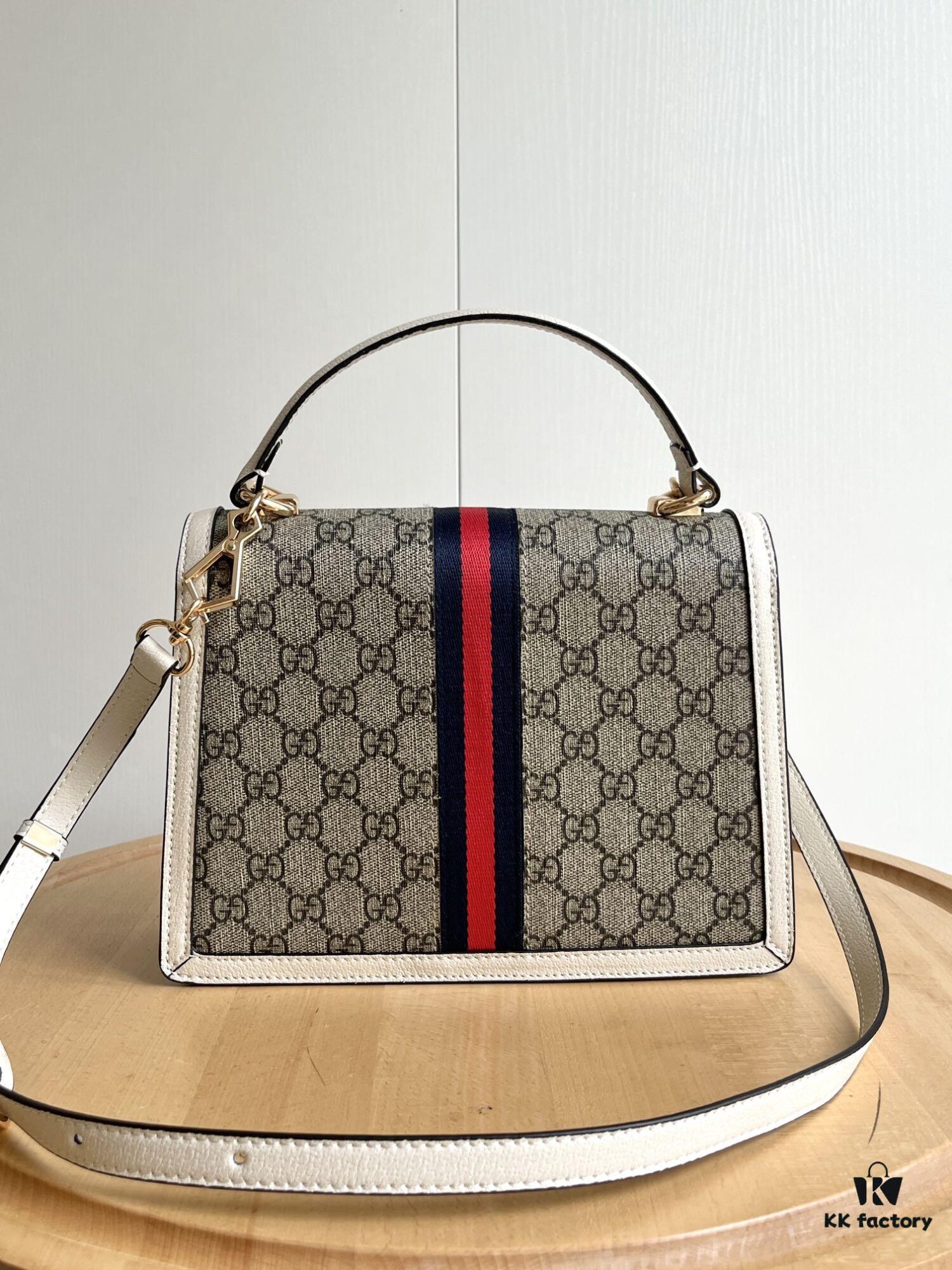 69308d976e68136f4d9a9352 Gucci Ophidia Epilogue Collection Tote Bag with Removable Strap, Square Vintage Style, GG Canvas, Striped Webbing
