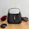 69308dbe6e68136f4d9a9397 Authentic Shot # (Double Shoulder Strap) - Gucci Jackie 1961 Small Bag in Black and Ivory GG Denim Jacquard