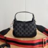 69308dbf6e68136f4d9a9398 Authentic Shot # (Double Shoulder Strap) - Gucci Jackie 1961 Small Bag in Black and Ivory GG Denim Jacquard