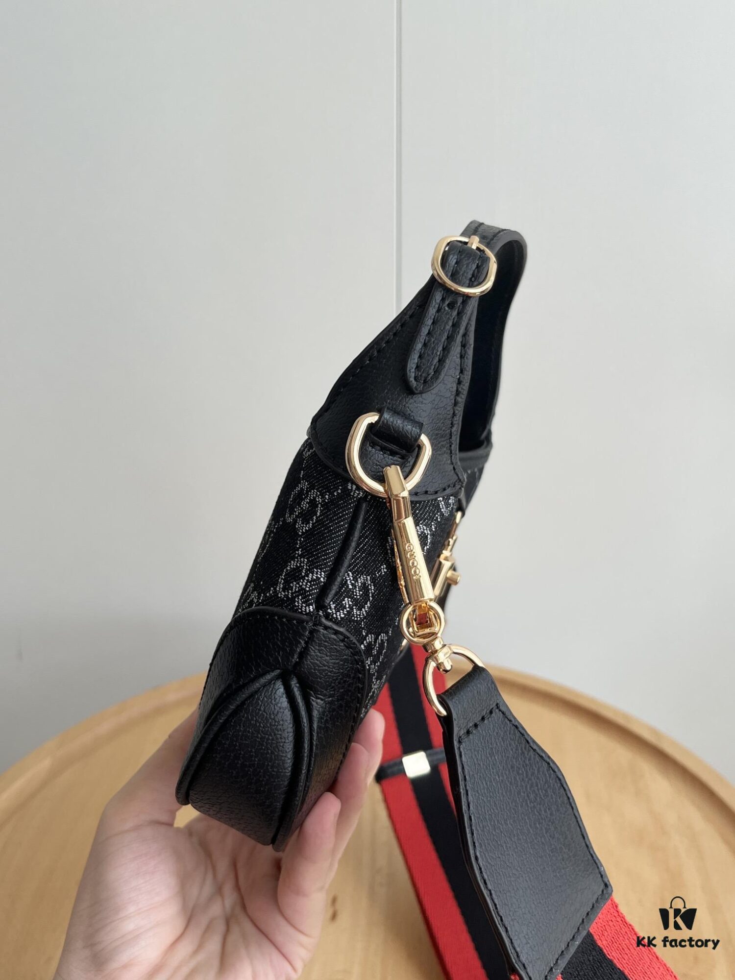 69308dbf6e68136f4d9a939a Authentic Shot # (Double Shoulder Strap) - Gucci Jackie 1961 Small Bag in Black and Ivory GG Denim Jacquard