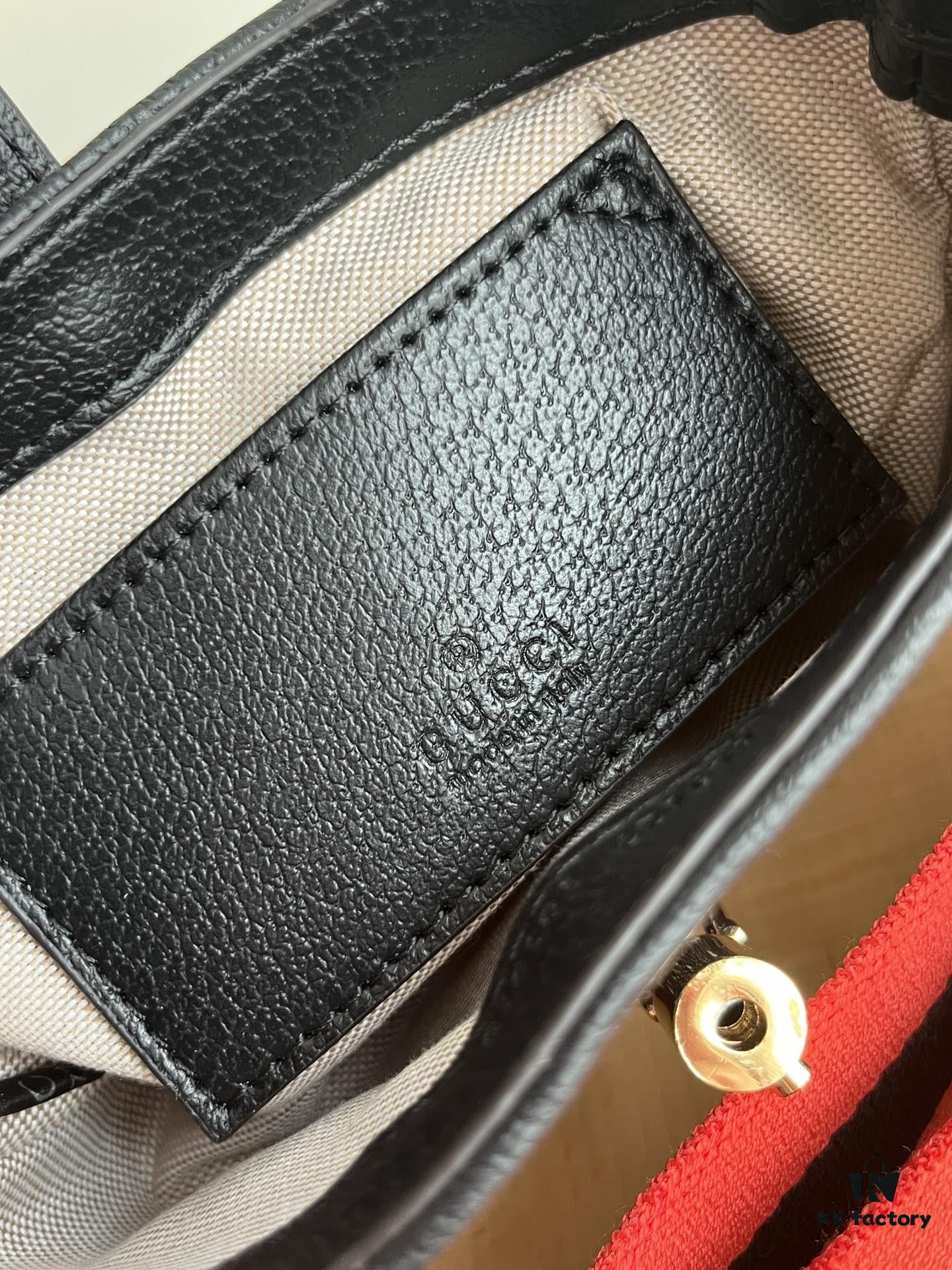 69308dc26e68136f4d9a939e Authentic Shot # (Double Shoulder Strap) - Gucci Jackie 1961 Small Bag in Black and Ivory GG Denim Jacquard