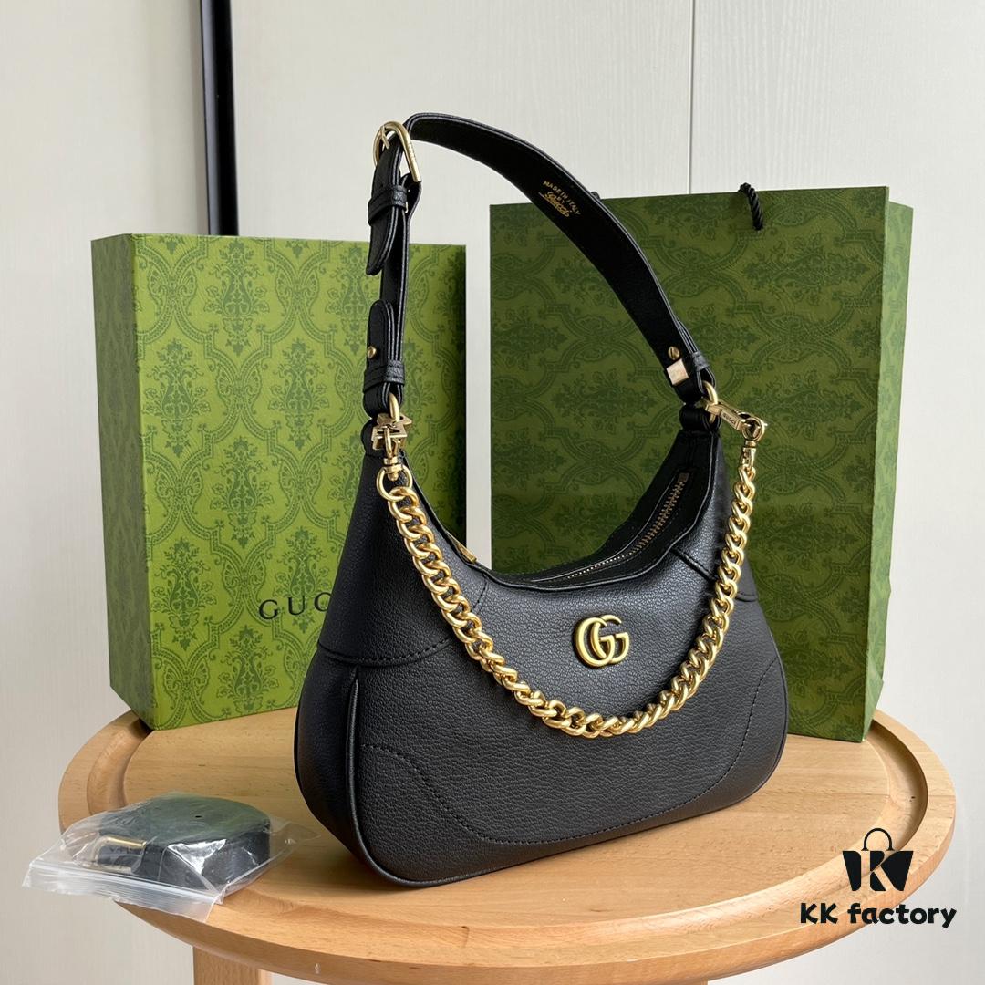 69308de16e68136f4d9a93d8 Gucci New Hobo Crescent Bag in Black, Model No. 731817, Size 25×19×7cm