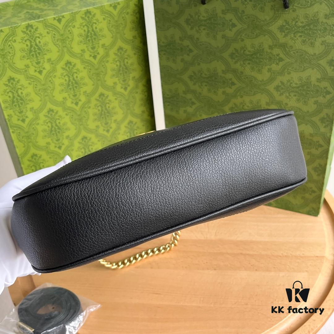 69308de26e68136f4d9a93dc Gucci New Hobo Crescent Bag in Black, Model No. 731817, Size 25×19×7cm