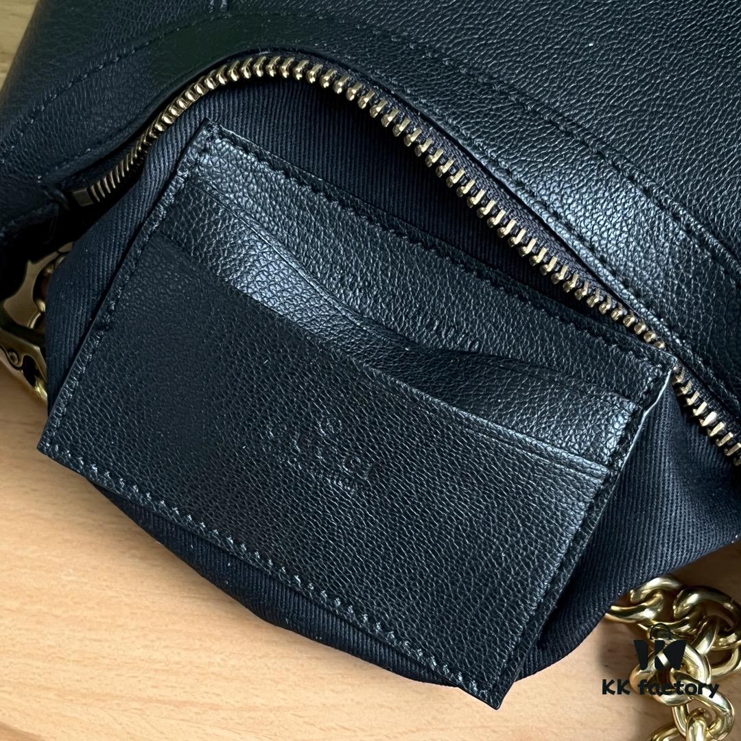 69308de46e68136f4d9a93e1 Gucci New Hobo Crescent Bag in Black, Model No. 731817, Size 25×19×7cm