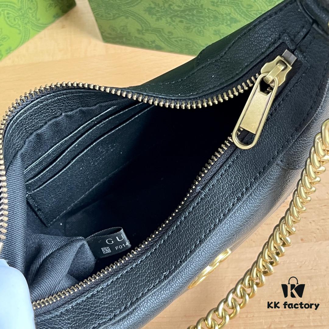 69308dec6e68136f4d9a93ef Gucci New Hobo Crescent Bag in Black, Model No. 731817, Size 25×19×7cm