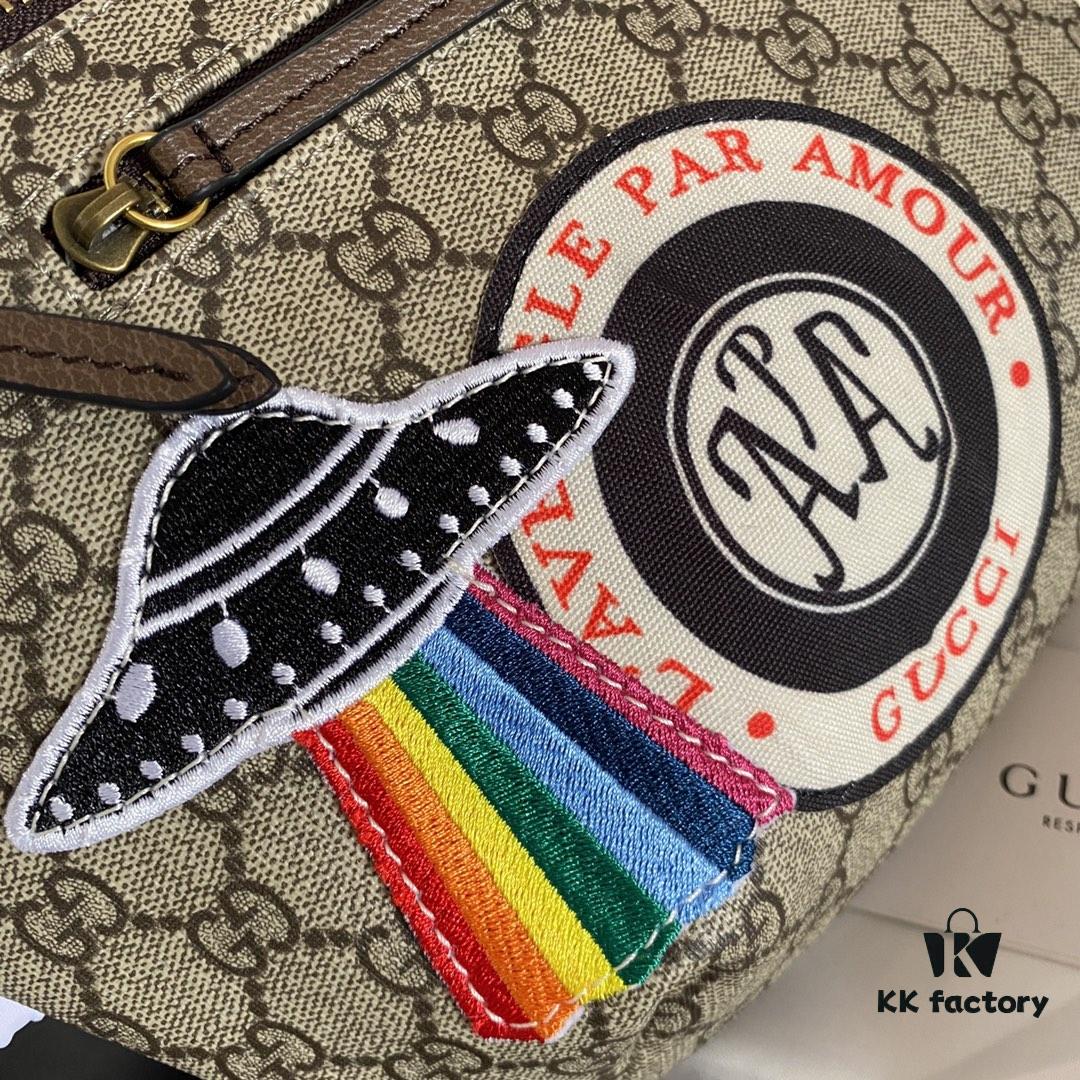 69308df86e68136f4d9a9407 Authentic Photo # Model: 529711 Embroidered Universe Size: 28x18x8cm. GG Ophidia Inspired by Vintage Aviation Mail Style with Planet Motif Embroidery Front Pocket Design Waist Bag Crossbody Bag