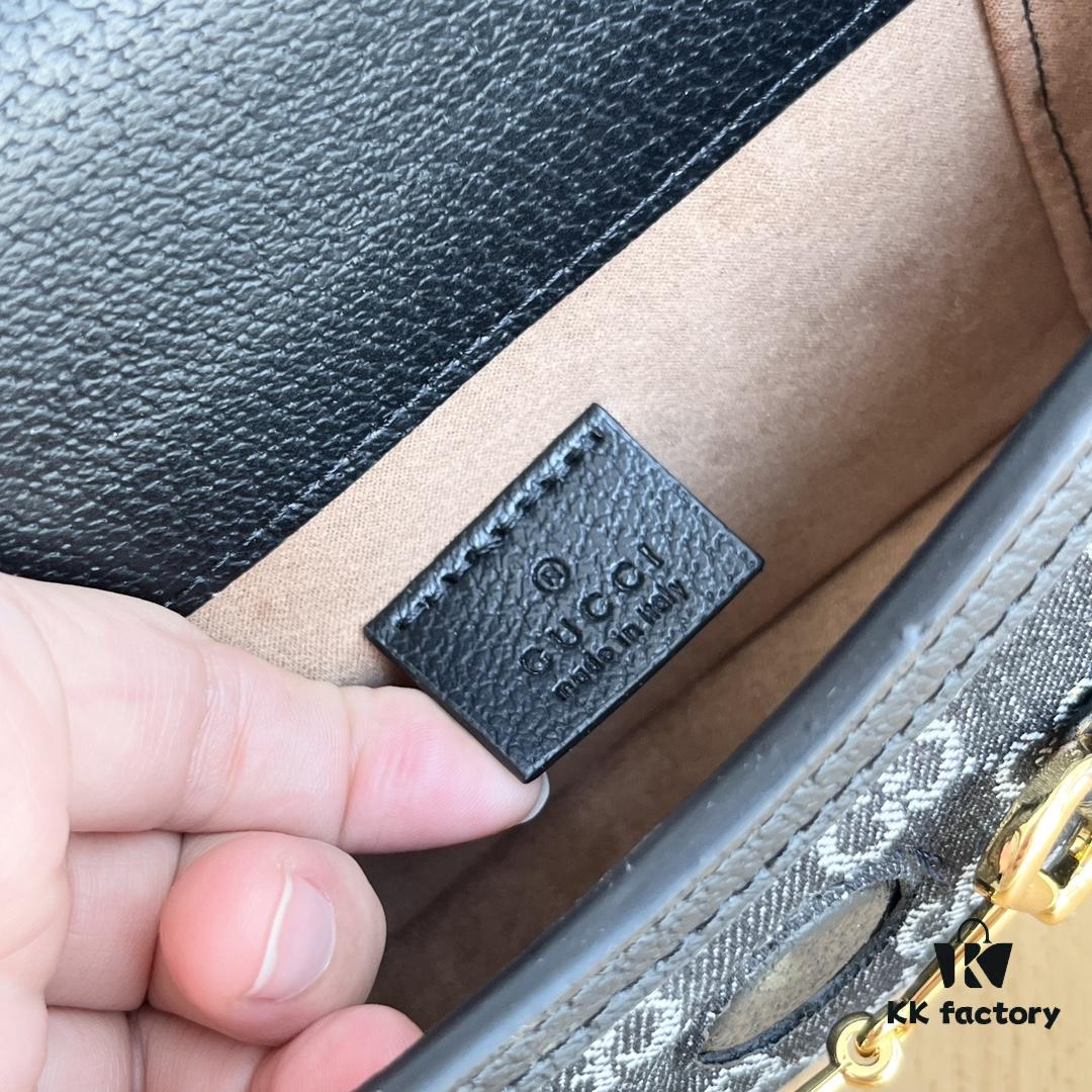 69308e256e68136f4d9a9464 Gucci 1955 Horsebit Mini Crossbody Bag - Model: 699296 Black Denim