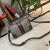 69308e3f6e68136f4d9a9499 Ophidia Collection Mini Crossbody Bag in Beige and Ebony GG Canvas with Brown Leather Trims